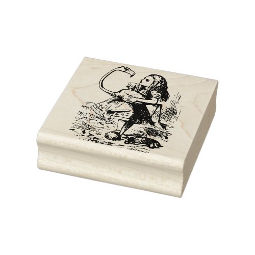 Alice with a flamingo rubber stamp