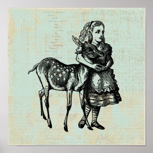 Alice with Fawn Alice in Wonderland Art Poster