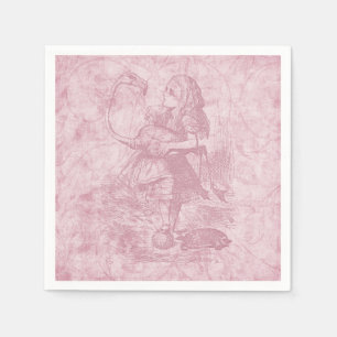 Alice with Flamingo Alice in Wonderland Floral Art Napkins