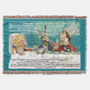 Alice with the Mad Hatter and the March Hare Throw Blanket