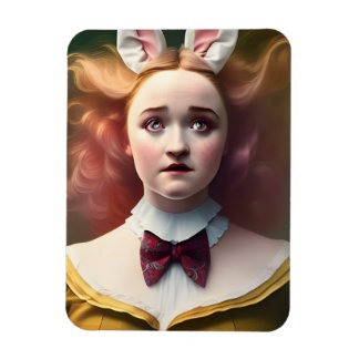 Alice With the White Rabbit Ears Magnet