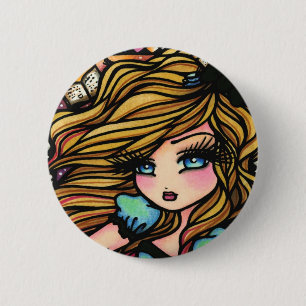 Alice Wonderland Books Girl Fairy Fantasy Pinback Button