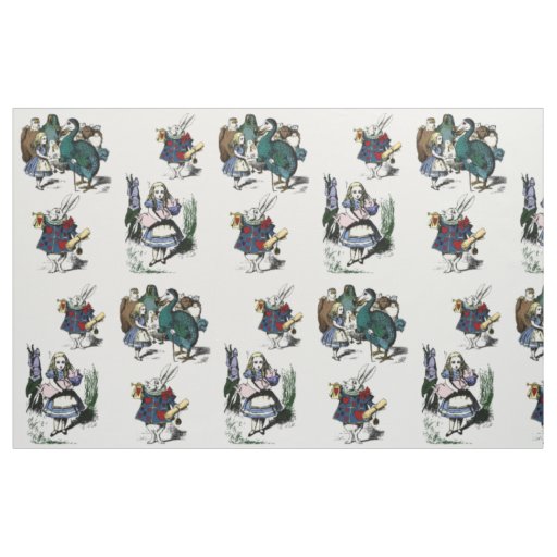 Alice Wonderland Looking Glass White Rabbit LARGE Fabric