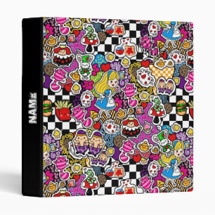 Alice Wonderland Mad Hatter Cat Doodle Art by Leah 3 Ring Binder