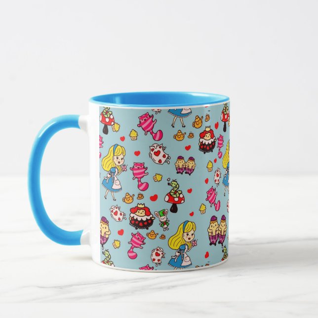 Alice Wonderland Mad Hatter Cat Doodle Art by Leah Mug (Left)