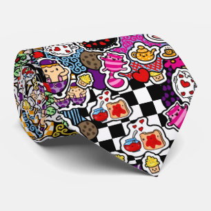 Alice Wonderland Mad Hatter Cat Doodle Art by Leah Neck Tie