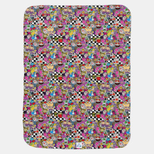 Alice Wonderland Mad Hatter Cat Doodle Art by Leah Receiving Blanket