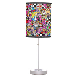 Alice Wonderland Mad Hatter Cat Doodle Art by Leah Table Lamp