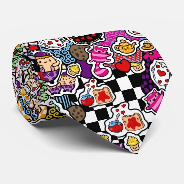 Alice Wonderland Mad Hatter Cat Doodle Art by Leah Tie (Rolled)