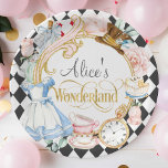 Alice Wonderland mad hatter tea party birthday Pap Paper Plates<br><div class="desc">Alice in Wonderland mad hater tea party birthday</div>