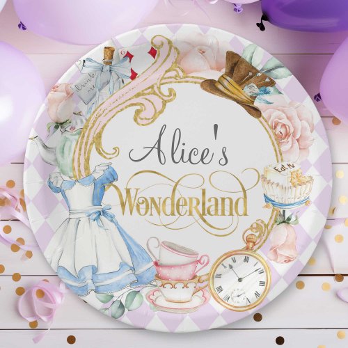 Alice Wonderland mad hatter tea party birthday Pap Paper Plates