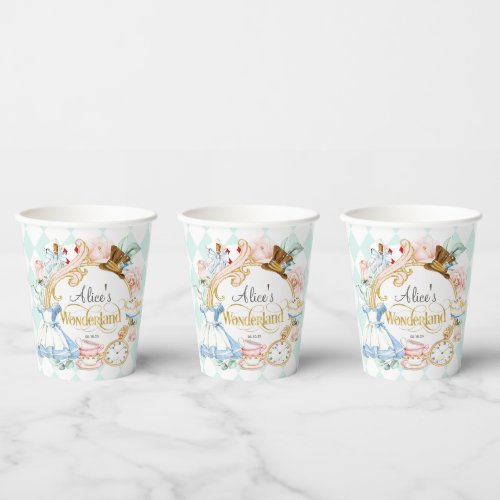 Alice Wonderland mad hatter tea party birthday Paper Cups