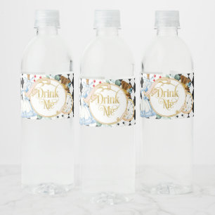 Alice Wonderland mad hatter tea party drink me  Water Bottle Label