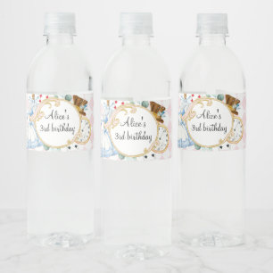 Alice Wonderland mad hatter tea party water bottle Label