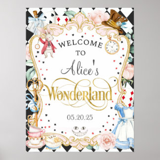 Alice wonderland mad hatter tea party welcome sign