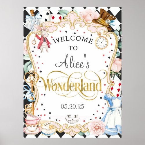 Alice wonderland mad hatter tea party welcome sign