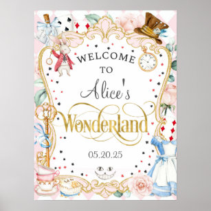 Alice wonderland mad hatter tea party welcome sign