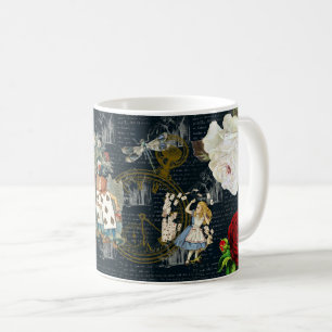 Alice Wonderland Roses Cards Literary Blue Mug