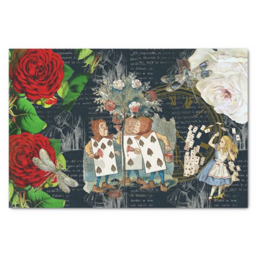 Alice Wonderland Roses Cards Literary Tissue Paper