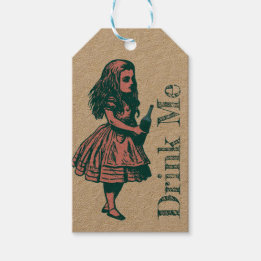 Alice Wonderland Silhouette Drink Me ink Gift Tag