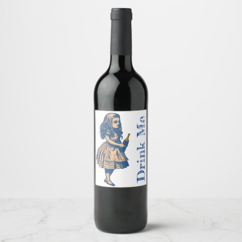 Alice Wonderland Silhouette Drink Me Label Wine