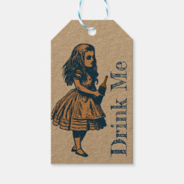 Alice Wonderland Silhouette Drink Me Navy Gift Tag