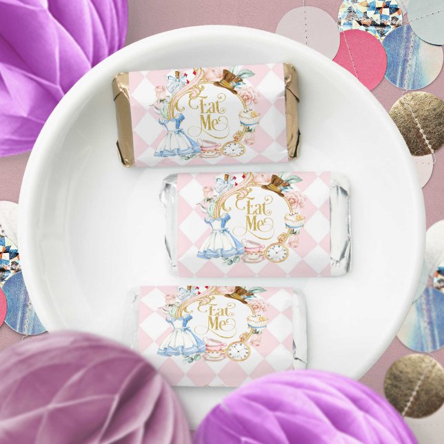 Alice Wonderland tea party, eat me girl birthday H Hershey's Miniatures (Creator Uploaded)