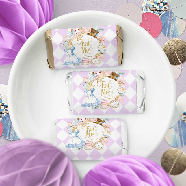 Alice Wonderland tea party, eat me girl birthday H Hershey's Miniatures (Creator Uploaded)