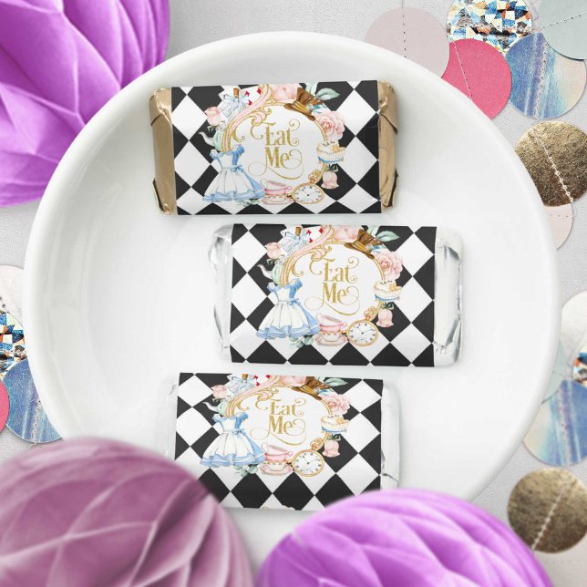 Alice Wonderland tea party, eat me girl birthday Hershey's Miniatures (Creator Uploaded)