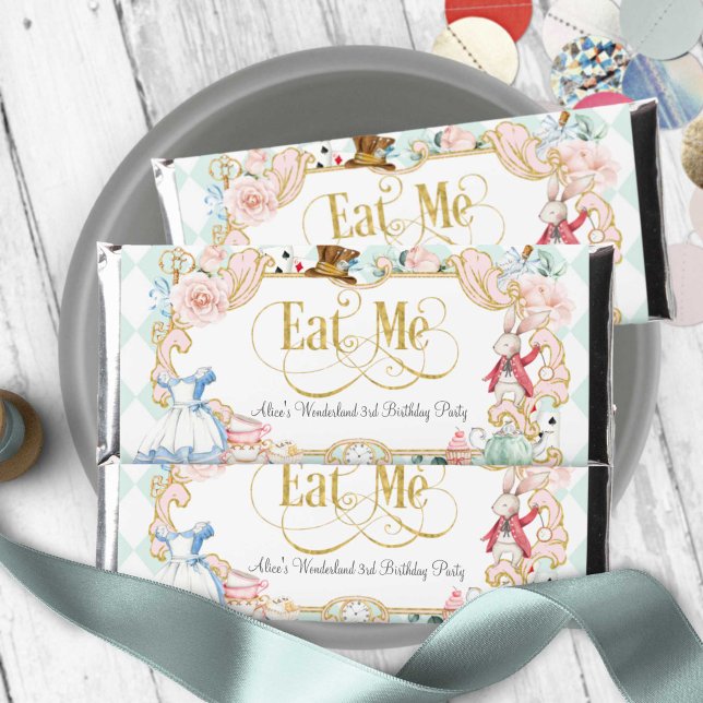 Alice wonderland tea party girl birthday favor her hershey bar favors (Creator Uploaded)