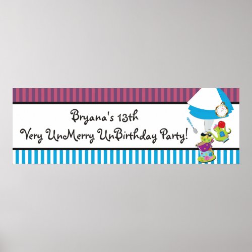 Alice Wonderland Whimsical Mad Tea Party Banner Poster