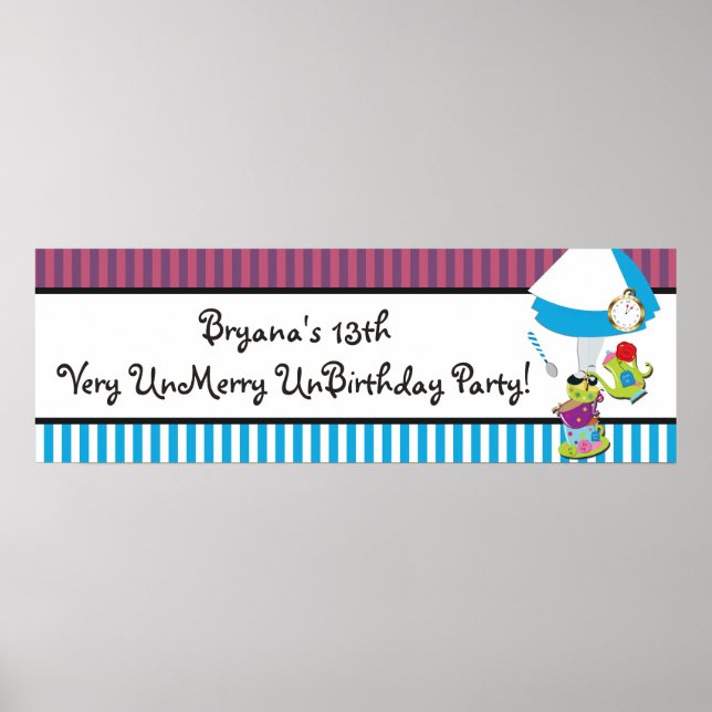 Alice Wonderland Whimsical Mad Tea Party Banner Poster (Front)