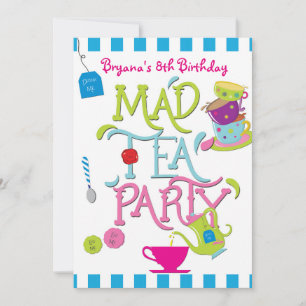 Alice Wonderland Whimsical Tea Birthday Party Invitation
