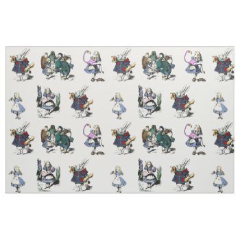 Alice Wonderland White Rabbit Fairytale Medium Fabric by ClockworkZero at Zazzle