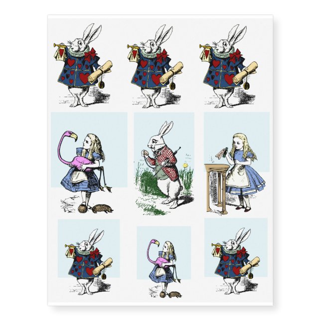 Alice Wonderland White Rabbit temporary tattoos (Front)