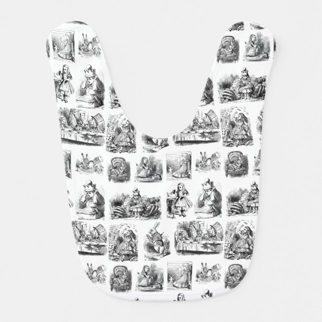 Alice's Adventures in Wonderland pattern Baby Bib (Front)