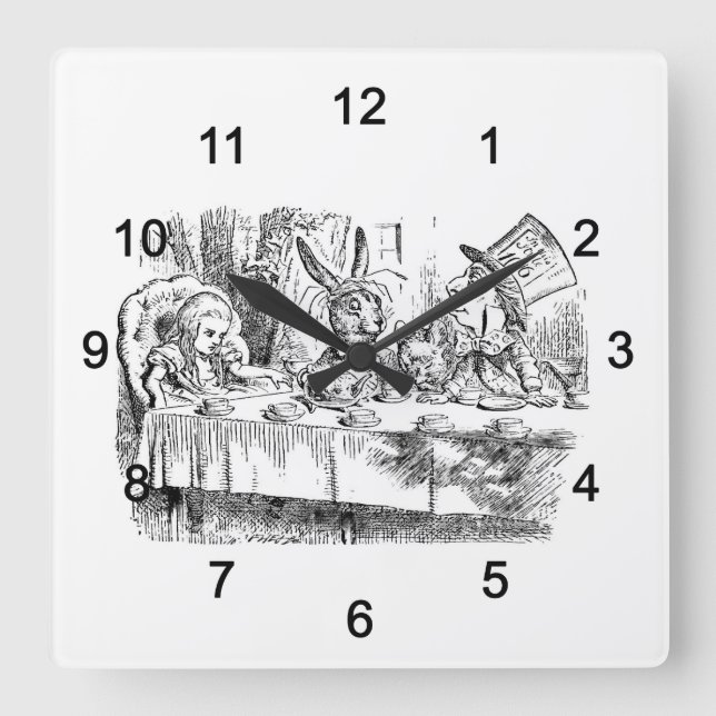Alice's Adventures in Wonderland Square Wall Clock (Front)