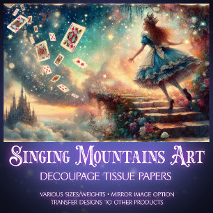 Alice's Ascent To Enchanted Castle Decoupage Tissue Paper