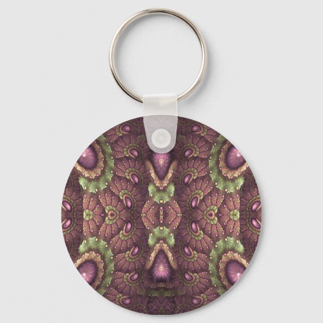 Alice's Asters Purple Abstract Pattern Keychain (Front)