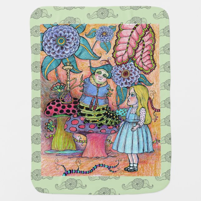 Alice's Conversation with the Caterpillar Baby Blanket (Front)