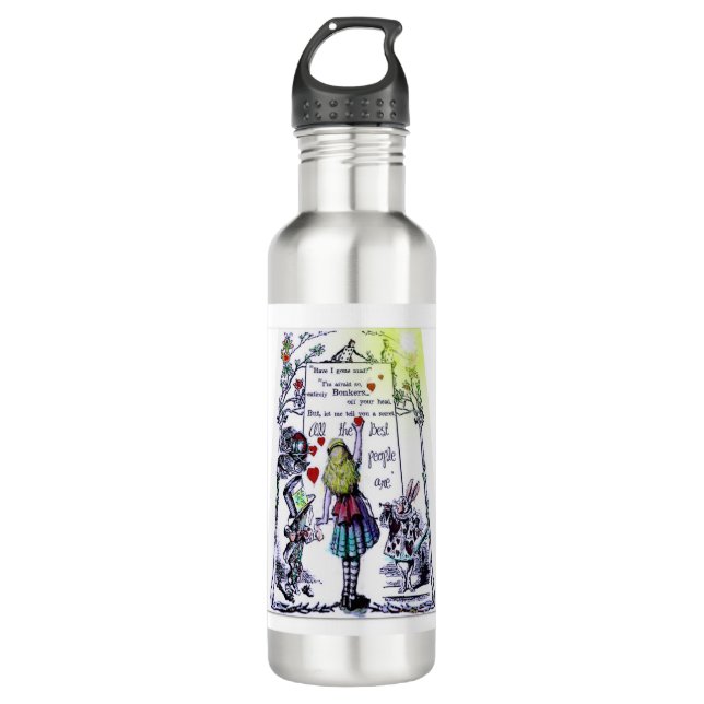 Alice's curiosity stainless steel water bottle (Front)
