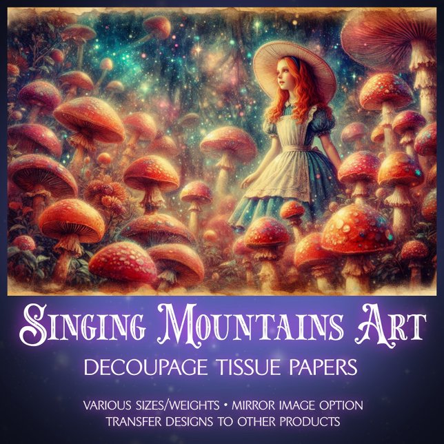 Alice's Mushroom Forest Adventure Decoupage Tissue Paper (Creator Uploaded)