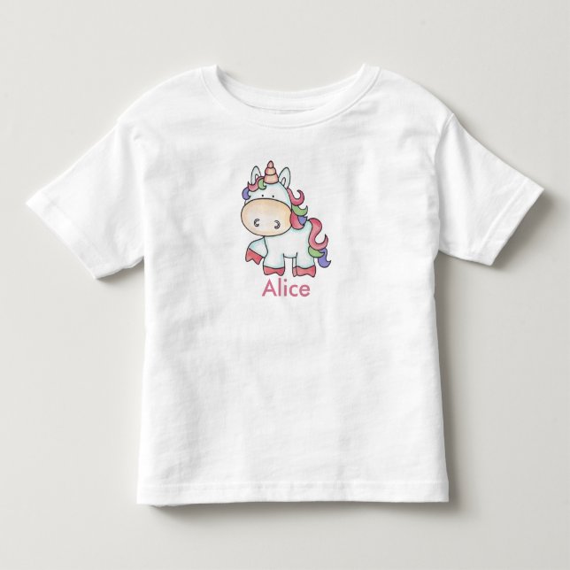 Alice's Personalized Unicorn Gifts Toddler T-shirt (Front)