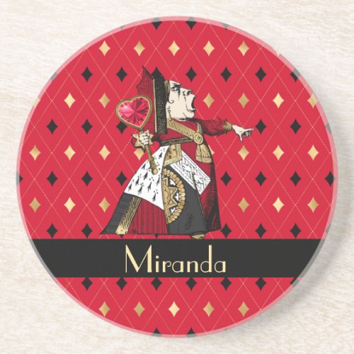 Alices Queen of Hearts in Red Personalized  Coaster