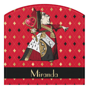 Alice's Queen of Hearts in Red Personalized Door Sign