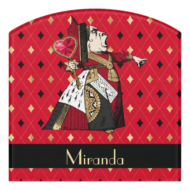 Alice's Queen of Hearts in Red Personalized Door Sign (Contour Front)