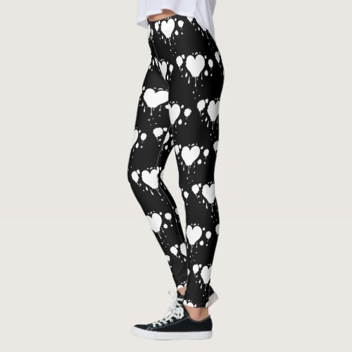 Alices Queen of the Gothic Bleeding Hearts White Leggings