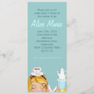 Alice's Tea Party Baby or Bridal Shower Blue Invitation