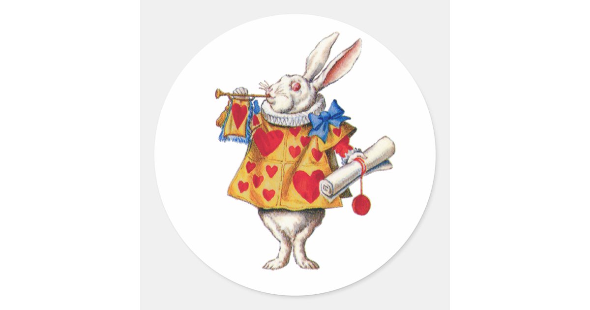 ALICE'S WHITE RABBIT CLASSIC ROUND STICKER | Zazzle