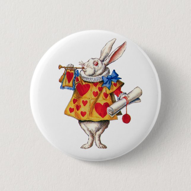 ALICE'S WHITE RABBIT IN WONDERLAND BUTTON (Front)